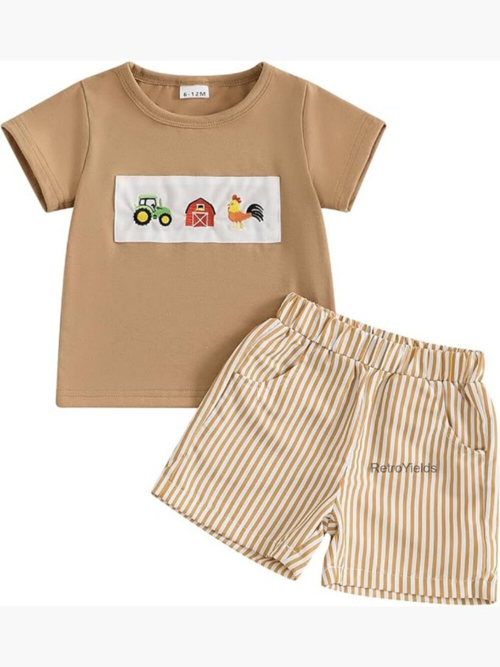 Toddler Boy 2-Piece Outfit Shirt + Plaid Shorts 12-24M 2T-4T